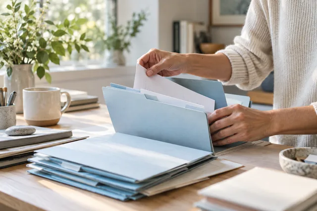 Health records organized on a desk
